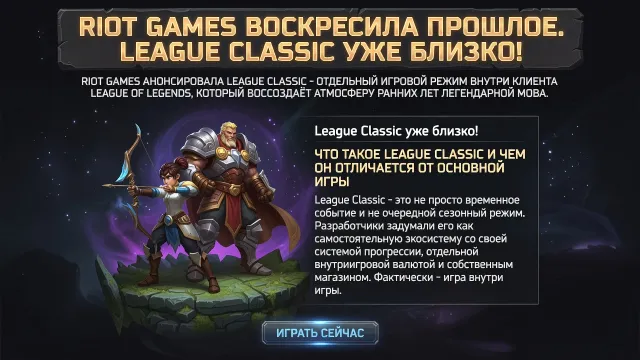 Riot Games воскресила прошлое. League Classic уже близко!